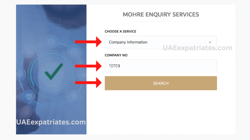 how to check trade license online in uae on mohre enquiry services website. how to check company information in uae