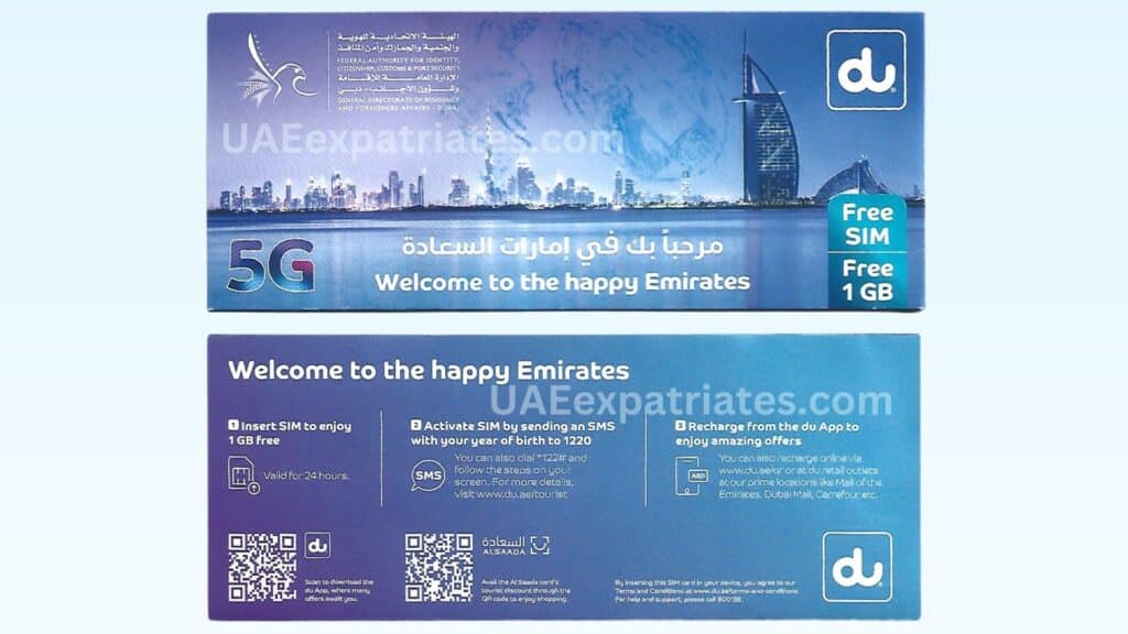 Du Free Tourist SIM at Dubai International Airport DXB