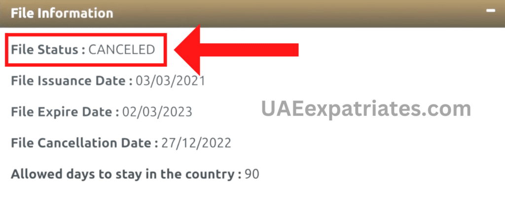 uae visa cancellation status check online
