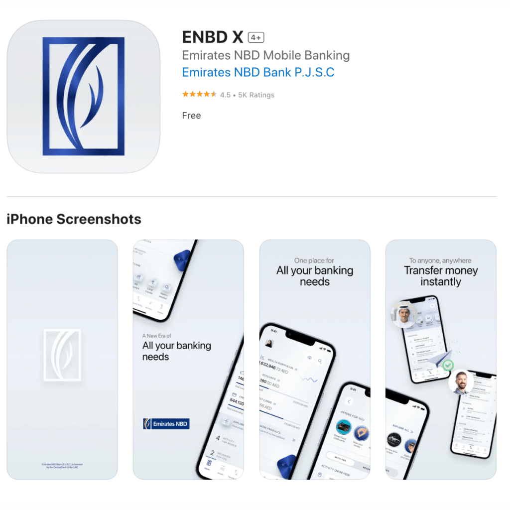 ENBD X app, Transaction History, Account Statement